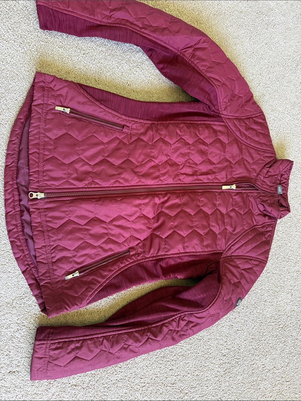 Quilted Burgundy Women's Jacket - Lightweight Zip Front